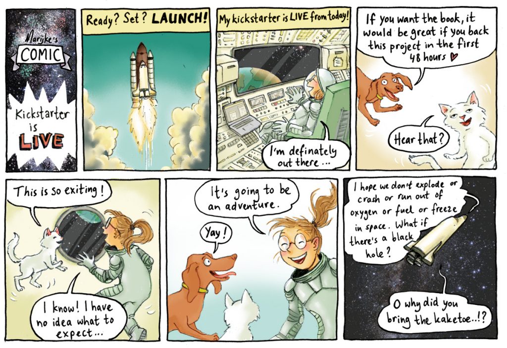 Comic on launching my crowdfunding campaign